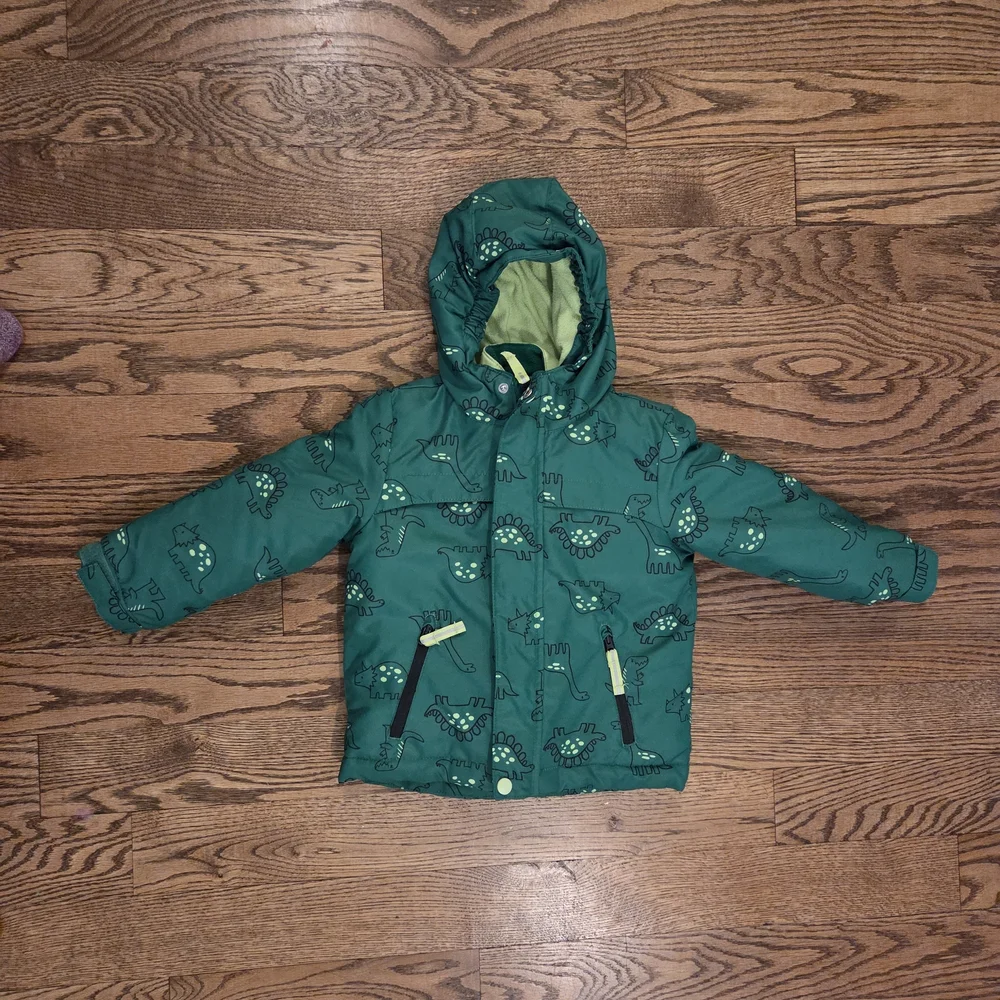 Cat & Jack - Green Dinosaur 3 In 1 Winter Puffer Jacket - 3T